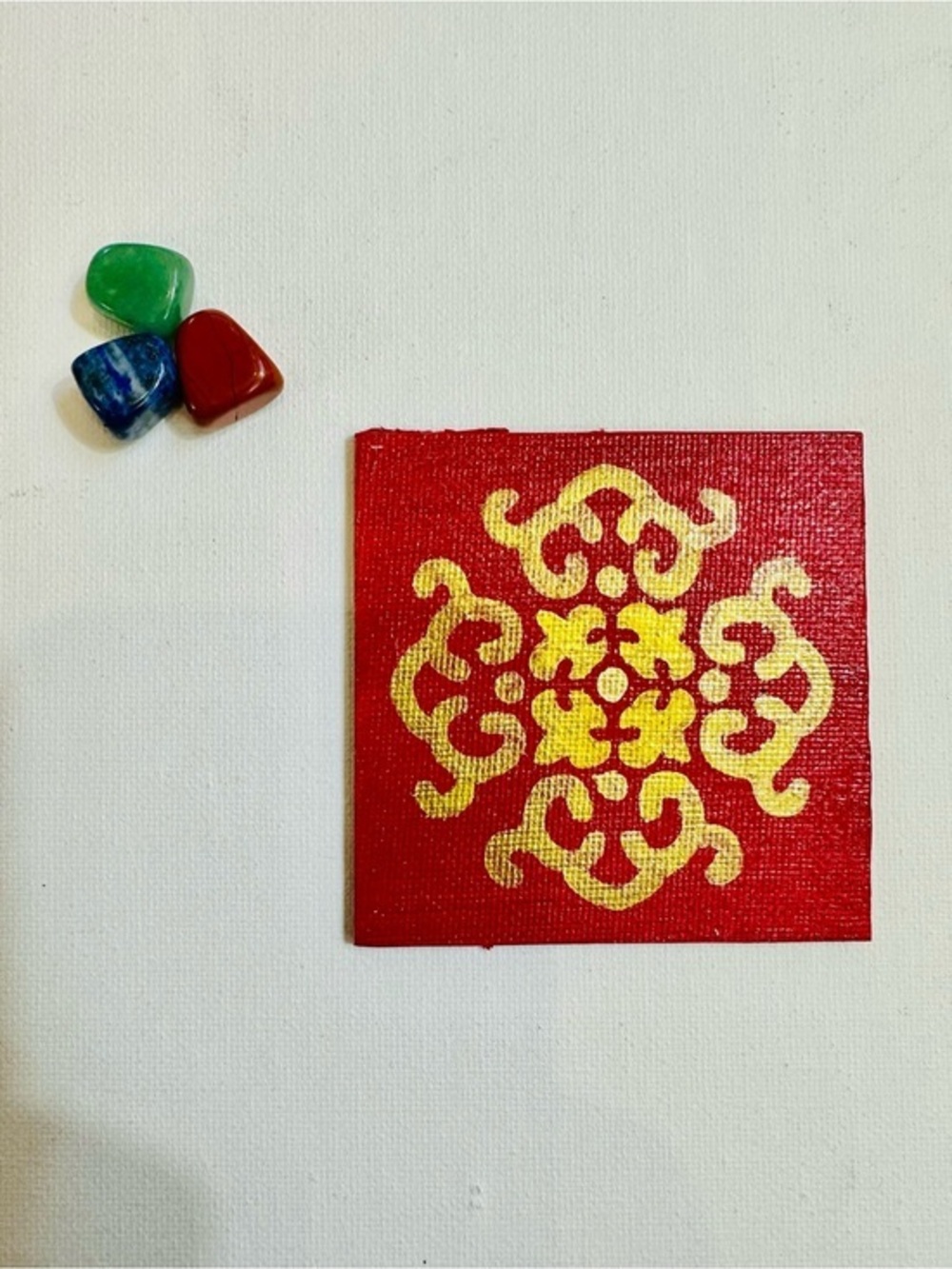 Crimson & Gold Baroque Mandala Mini Canvas Magnet